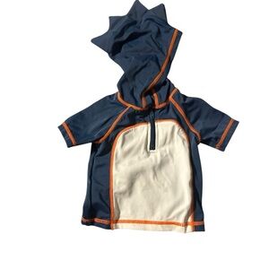 Crazy 8 Kids Swim Rashguard with Hood - Navy and Cream